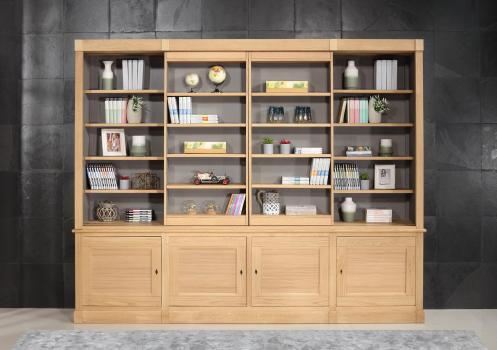 Bibliothque 2 corps Thibaut spcial TV ralise en Chne de style contemporain 