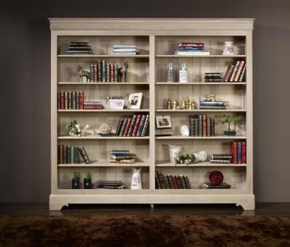 Bibliothque Simon ralise en Chne massif de style Louis Philippe Longueur 200 cm Finition Chne Bross Blanchi