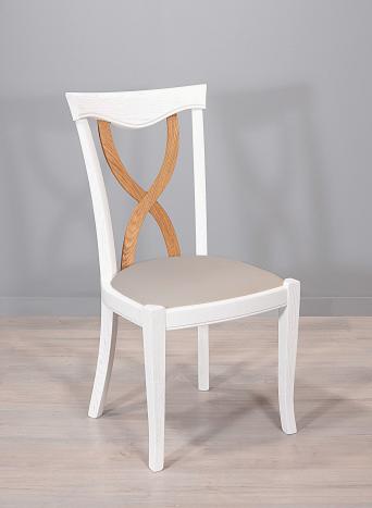 Chaise Sbastien ralise en Chne Massif de style Louis Philippe Finition Chne Bross Ivoire N 1 Croisillon Chne Naturel