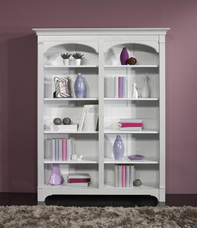 Bibliothque Gal ralise en Chne Massif de style directoire Patin Gris Perle et Ivoire