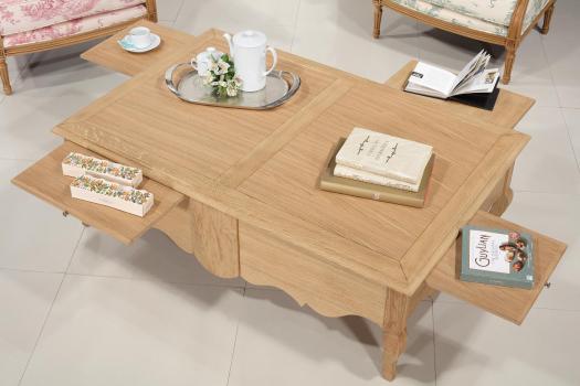 Table Basse rectangulaire Charles ralise en Chne de style Louis xv