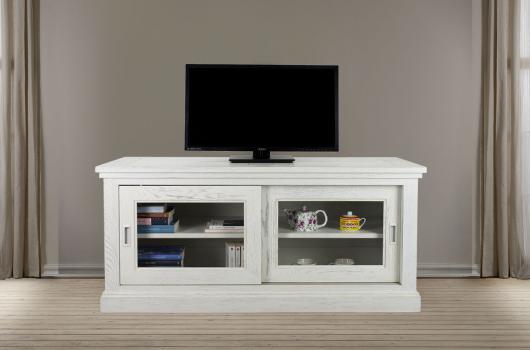 Meubles TV Alain 2 portes coulissantes en chne de style Directoire