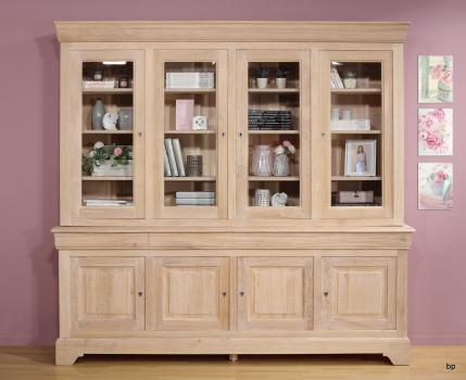 Bibliothque 2 corps 4 portes Jean-Manuel ralise en Chne Massif de style Louis Philippe 