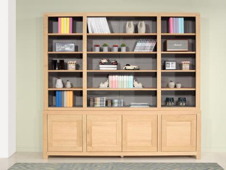 Bibliothque 2 corps Jules ralise en Chne de style contemporain Fond Taupe