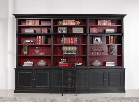 Bibliothque 2 corps 6 portes Alix, ralise en Chne Massif de style Directoire AVEC ECHELLE
