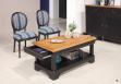 Table basse Eliot ralise en Chne de style Louis Philippe 1 tiroir de chaque cot Finition Chne Bross Noir Us pour le corps - Plateau et Intrieur chne dor,