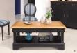 Table basse Eliot ralise en Chne de style Louis Philippe 1 tiroir de chaque cot Finition Chne Bross Noir Us pour le corps - Plateau et Intrieur chne dor,