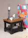 Petite table basse Ines ralise en chne de style Louis Philippe Finition Chne Bross Noir Us - plateau chne dor patin