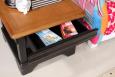 Petite table basse Ines ralise en chne de style Louis Philippe Finition Chne Bross Noir Us - plateau chne dor patin