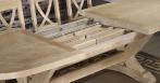 Table Monastre Olivier 220x110 ralise en Chne Massif 2 allonges portefeuille de 45 cm Finition Chne Bross Blanchi 