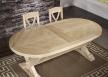 Table Monastre Olivier 220x110 ralise en Chne Massif 2 allonges portefeuille de 45 cm Finition Chne Bross Blanchi 