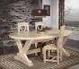 Table Monastre Olivier 220x110 ralise en Chne Massif 2 allonges portefeuille de 45 cm Finition Chne Bross Blanchi 