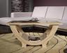 Table Basse Rodrigue en Chne Massif plateau verre Finition Chne Bross Blanchi