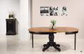 Table ronde pied central Anna ralise en Chne Massif de style Louis Philippe DIAMETRE 105 cm + 2 allonges de 40 cm