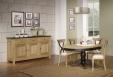 Table ronde pied central Anna ralise en Chne Massif de style Louis Philippe DIAMETRE 120 - 2 allonges de 40 cm Finition Chne Bross Naturel et Noir dlav
