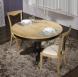 Table ronde pied central Anna ralise en Chne Massif de style Louis Philippe DIAMETRE 120 - 2 allonges de 40 cm Finition Chne Bross Naturel et Noir dlav