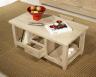 Table basse Thomas ralise en Chne Massif de style Campagnard Finition chne Bross blanchi