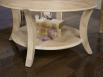 Table basse ronde Gal ralise en Chne Massif de style Louis Philippe Plateau Verre Diamtre 80