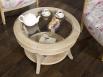 Table basse ronde Gal ralise en Chne Massif de style Louis Philippe Plateau Verre Diamtre 80
