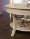 Table basse ronde Gal ralise en Chne Massif de style Louis Philippe Plateau Verre Diamtre 80