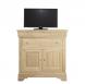 Meuble Tv La ralis en Chne Massif de style Louis Philippe Plateau Pivotant Finition Chne Bross Blanchi
