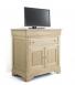 Meuble Tv La ralis en Chne Massif de style Louis Philippe Plateau Pivotant Finition Chne Bross Blanchi