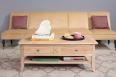 Table Basse Clment ralise en Chne de style Louis Philippe PLATEAU MARQUETE Finition Bross Blanchi