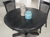 Table ronde pied central ralise en Chne Massif de style Louis Philippe DIAMETRE 120  Finition Charbon patine antiquaire