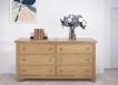 Commode 6 tiroirs Loc, ralise en Chne Massif de style Campagnard Finition Bicolore