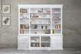 Bibliothque 2 corps Pierre, ralise en Chne Massif de style Louis Philippe LONGUEUR 240 cm Finition chne bross Ivoire
