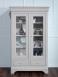 Bibliothque 2 portes Louis ralise en Chne Massif de style Louis Philippe Finition Chne Bross Gris patin et Ivoire  l'intrieur