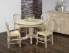 Table ronde Benoit de style Louis Philippe ralise en Chne massif diamtre 105 avec 2 allonges de 40 cm Finition Chne Bross Blanchi