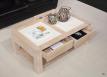 Table basse plateau cramique ralise en Chne Massif Ligne Contemporaine 