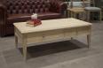 Table basse Pédro réalisée en Chêne de style Directoire Finition Chêne Brossé Blanchi