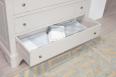 Commode 4 tiroirs Nicolas ralis en Chne Massif de style Louis Philippe Finition Chne Bross Gris perle Patin