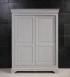 Armoire 2 portes Jean-Baptiste en Chne Massif portes coulissantes, de style Louis Philippe Finition Chne Bross Gris