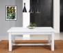 Table de ferme rectangulaire AXEL ralise en Chne massif 140x100 + 2 allonges de 40 cm Finition chne Bross IVOIRE