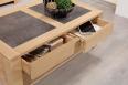 Table basse plateau cramique ralise en Chne Massif Ligne Contemporaine 