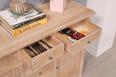 Petit buffet 2 portes 7 tiroirs Maxime ralis en Chne Massif de style Campagnard Finition Chne Naturel Bross Blanchi (photo)