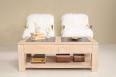 Table basse plateau cramique ralise en Chne Massif Ligne Contemporaine