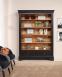Bibliothque Nol ralise en Chne Massif de style Louis Philippe Campagnard Finition Chne bross Noir pour l'extrieur Chne dor patin pour l'intrieur