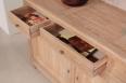 Buffet 3 portes 4 tiroirs ralis en Chne Massif de style Campagnard Finition Chne Bross Blanchi