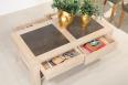 Table basse plateau cramique ralise en Chne Massif Ligne Contemporaine