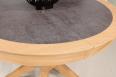 Table ronde Contemporaine Romain, diamtre 120 cm ralise en chne avec un pieds central et 1 allonge portefeuille de 50 cm Cramique Iron Grey