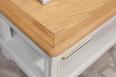 Table basse Eliot ralise en Chne de style Louis Philippe 1 tiroir de chaque ct Finition chne naturel pour le plateau et Gris perle pour le corps