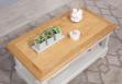 Table basse Eliot ralise en Chne de style Louis Philippe 1 tiroir de chaque ct Finition chne naturel pour le plateau et Gris perle pour le corps