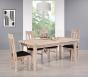 Table de Ferme Rectangulaire Franois ralise en Chne massif  180*100 + 2 allonges de 45 cm Finition Chne Bross Blanchi  