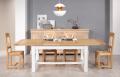 Table de ferme rectangulaire AXEL ralise en Chne massif 160x100 + 2 allonges de 45 cm Finition Chne Naturel et Ivoire