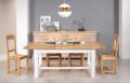 Table de ferme rectangulaire AXEL ralise en Chne massif 160x100 + 2 allonges de 45 cm Finition Chne Naturel et Ivoire