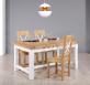Table de ferme rectangulaire AXEL ralise en Chne massif 160x100 + 2 allonges de 45 cm Finition Chne Naturel et Ivoire